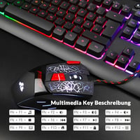 Rii RK900 Gamer Billentyűzet és Egér Szett - RGB Háttérvilágítás, Ergonomikus Kialakítás, QWERTZ, PC/Laptop/Xbox/PS4/PS5 Kompatibilis 3