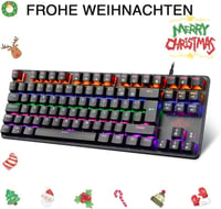 Rii RK908 Mechanikus Gamer Billentyűzet, TKL QWERTZ Kék Kapcsolókkal, RGB Háttérvilágítással, Makró Funkcióval, USB Kábeles, Fekete 7