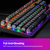 Rii RK908 Mechanikus Gaming Billentyűzet Spanyol QWERTY Kiosztás Numerikus Blokk Nélkül Fekete Kompakt Gamer Klaviatúra 6