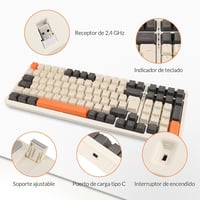Rii RK909 Mechanikus Gamer Billentyűzet 96% Kék Kapcsolók LED Háttérvilágítás 8