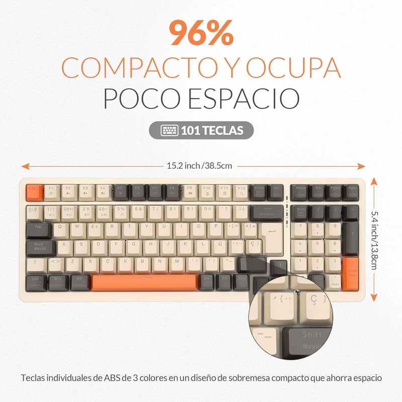 Rii RK909 Mechanikus Gamer Billentyűzet 96% Kék Kapcsolók LED Háttérvilágítás