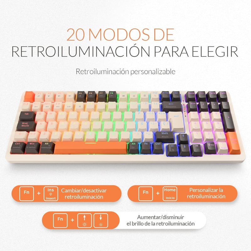 Rii RK909 Mechanikus Gamer Billentyűzet 96% Kék Kapcsolók LED Háttérvilágítás