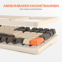 Rii RK909 Mechanikus Gamer Billentyűzet, QWERTZ, Kék Kapcsolók, 75% Kompakt, Narancs-Fehér, Levehető Mágneses Keret, Szivárványos Háttérvilá 2