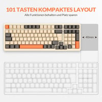 Rii RK909 Mechanikus Gamer Billentyűzet, QWERTZ, Kék Kapcsolók, 75% Kompakt, Narancs-Fehér, Levehető Mágneses Keret, Szivárványos Háttérvilá 4