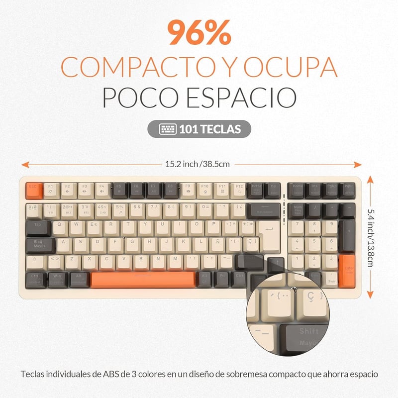 Rii RK909 mechanikus gaming billentyűzet 96% kompakt kék kapcsoló