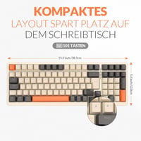 Rii RK909 Tri Mechanikus Gamer Billentyűzet - 3 Módú Vezeték Nélküli (Bluetooth 5.0/2.4GHz/Kábel), QWERTZ, Hot-Swap, 20 Féle RGB Háttérvilág 8