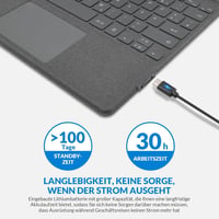 Rii Surface Bluetooth Billentyűzet Touchpad-del Surface Pro 9/8/X-hez, 7 Színű Háttérvilágítás, Szürke QWERTZ 6