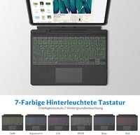 Rii Surface Bluetooth Billentyűzet Touchpad-del Surface Pro 9/8/X-hez, 7 Színű Háttérvilágítás, Szürke QWERTZ 4
