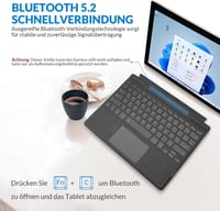 Rii Surface Bluetooth Billentyűzet Touchpad-del Surface Pro 9/8/X-hez, 7 Színű Háttérvilágítás, Szürke QWERTZ 2