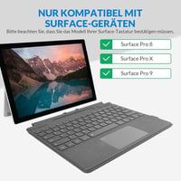 Rii Surface Bluetooth Billentyűzet Touchpad-del Surface Pro 9/8/X-hez, 7 Színű Háttérvilágítás, Szürke QWERTZ 5