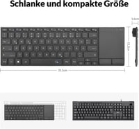 Rii Vezeték Nélküli Billentyűzet Érintőpaddal - 2.4G+Bluetooth Kapcsolat, Német QWERTZ Kiosztás, Ultravékony Dizájn, Kompatibilis Laptop, PC 7