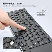 Rii Vezeték Nélküli Billentyűzet Érintőpaddal - 2.4G+Bluetooth Kapcsolat, Német QWERTZ Kiosztás, Ultravékony Dizájn, Kompatibilis Laptop, PC 4