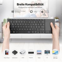 Rii Vezeték Nélküli Billentyűzet Érintőpaddal - 2.4G+Bluetooth Kapcsolat, Német QWERTZ Kiosztás, Ultravékony Dizájn, Kompatibilis Laptop, PC 9
