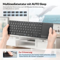 Rii Vezeték Nélküli Billentyűzet Érintőpaddal - 2.4G+Bluetooth Kapcsolat, Német QWERTZ Kiosztás, Ultravékony Dizájn, Kompatibilis Laptop, PC 5