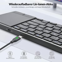 Rii Vezeték Nélküli Billentyűzet Érintőpaddal - 2.4G+Bluetooth Kapcsolat, Német QWERTZ Kiosztás, Ultravékony Dizájn, Kompatibilis Laptop, PC 6