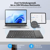 Rii Vezeték Nélküli Billentyűzet Érintőpaddal - 2.4G+Bluetooth Kapcsolat, Német QWERTZ Kiosztás, Ultravékony Dizájn, Kompatibilis Laptop, PC 3