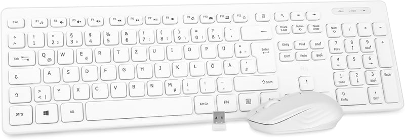 Rii Vezeték Nélküli Billentyűzet és Egér Szett - Csendes Gombokkal, 10m Hatótáv, 1000 DPI, PC/Laptop/Smart TV Kompatibilis - Fehér