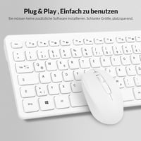 Rii Vezeték Nélküli Billentyűzet és Egér Szett - Csendes Gombokkal, 10m Hatótáv, 1000 DPI, PC/Laptop/Smart TV Kompatibilis - Fehér 4