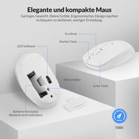 Rii Vezeték Nélküli Billentyűzet és Egér Szett - Csendes Gombokkal, 10m Hatótáv, 1000 DPI, PC/Laptop/Smart TV Kompatibilis - Fehér 5