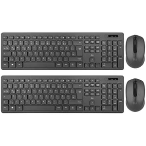 Rii Bežična Tipkovnica i Miš Set, Wireless Keyboard Mouse Combo za PC Laptop Windows Smart TV, Njemački Raspored - Crna
