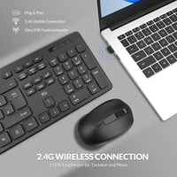 Rii Vezeték Nélküli Billentyűzet és Egér Szett, Wireless Keyboard Mouse Combo PC Laptop Windows Smart TV-hez, Német Kiosztás - Fekete 2
