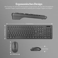Rii Vezeték Nélküli Billentyűzet és Egér Szett, Wireless Keyboard Mouse Combo PC Laptop Windows Smart TV-hez, Német Kiosztás - Fekete 6