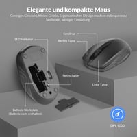Rii Vezeték Nélküli Billentyűzet és Egér Szett, Wireless Keyboard Mouse Combo PC Laptop Windows Smart TV-hez, Német Kiosztás - Fekete 5