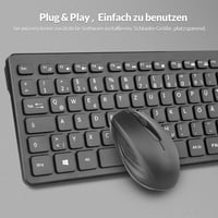 Rii Vezeték Nélküli Billentyűzet és Egér Szett, Wireless Keyboard Mouse Combo PC Laptop Windows Smart TV-hez, Német Kiosztás - Fekete 4