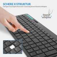 Rii Vezeték Nélküli Bluetooth Billentyűzet QWERTZ Kiosztással - Ultravékony Irodai Billentyűzet Numerikus Résszel, Kettős Csatlakozás (2.4GH 3