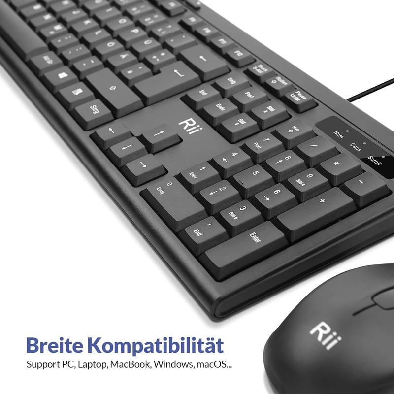 Rii Vezetékes Billentyűzet és Egér Szett, Vízálló, Ergonomikus USB, PC/Laptop