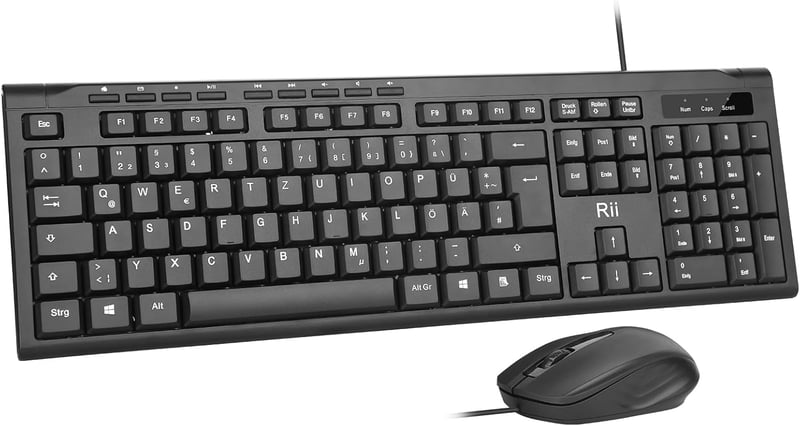 Rii Vezetékes Billentyűzet és Egér Szett, Vízálló, Ergonomikus USB, PC/Laptop