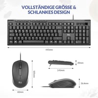 Rii Vezetékes Billentyűzet és Egér Szett, Vízálló, Ergonomikus USB, PC/Laptop 3