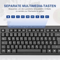Rii Vezetékes Billentyűzet USB QWERTZ Német Kiosztás PC Laptop Mac Windows MacOS Fekete 5