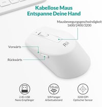 Rii Wireless Billentyűzet és Egér Szett, 2.4G, Német QWERTZ, Fehér 5