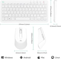 Rii Wireless Billentyűzet és Egér Szett, 2.4G, Német QWERTZ, Fehér 7