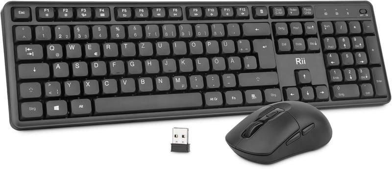 Rii Wireless Billentyűzet és Egér Szett 2.4GHz QWERTZ Fekete