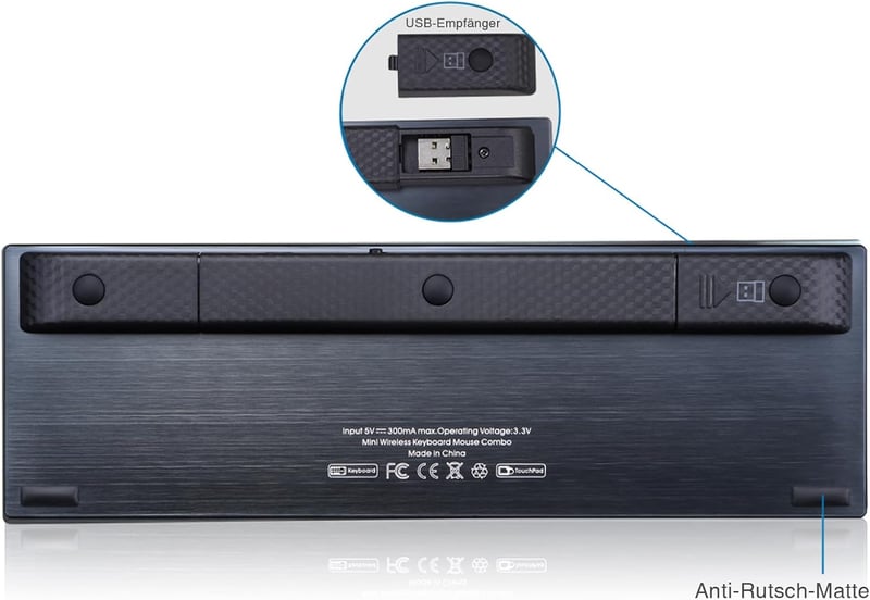 Rii Wireless Billentyűzet Touchpad-del, Újratölthető, PC/Laptop/Smart TV-hez - black