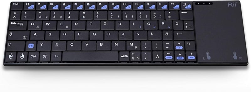 Rii Wireless Billentyűzet Touchpad-del, Újratölthető, PC/Laptop/Smart TV-hez - black