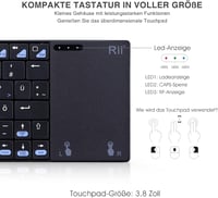 Rii Wireless Billentyűzet Touchpad-del, Újratölthető, PC/Laptop/Smart TV-hez - black 3