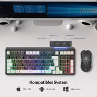 Rii Wireless Gaming Billentyűzet és Egér Szett, Bluetooth 2.4GHz, LED Háttérvilágítás 8