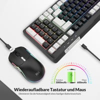 Rii Wireless Gaming Billentyűzet és Egér Szett, Bluetooth 2.4GHz, LED Háttérvilágítás 5