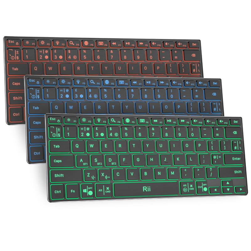 Tastatură wireless Rii X9 Bluetooth 5.0 cu iluminare RGB, reîncărcabilă, compatibilă cu iPad, tabletă, PC, laptop, Smart TV, subțire și portabilă