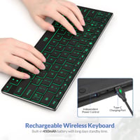 Tastatură wireless Rii X9 Bluetooth 5.0 cu iluminare RGB, reîncărcabilă, compatibilă cu iPad, tabletă, PC, laptop, Smart TV, subțire și portabilă 5
