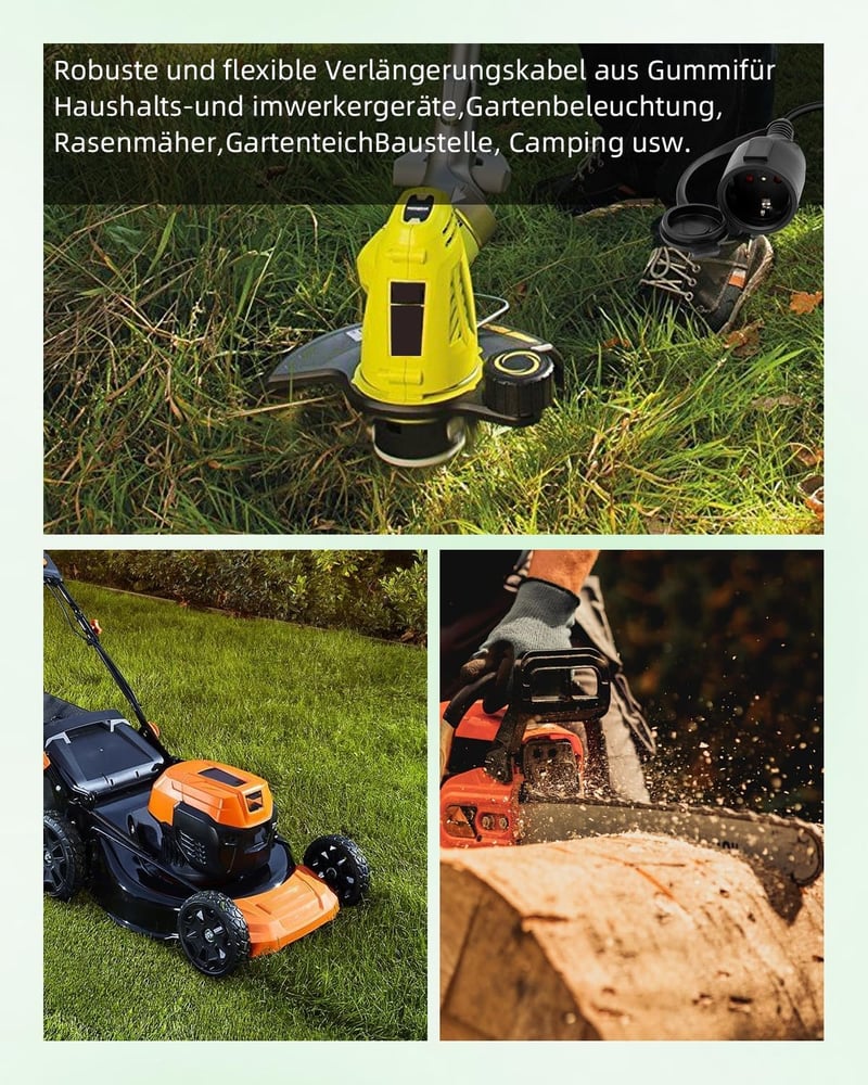 RIIEYOCA Schuko Hosszabbító Kábel, IP44 Védett, 250V/16A, Földelt, Védőkupakos, Kültéri-Beltéri Használatra, Fekete