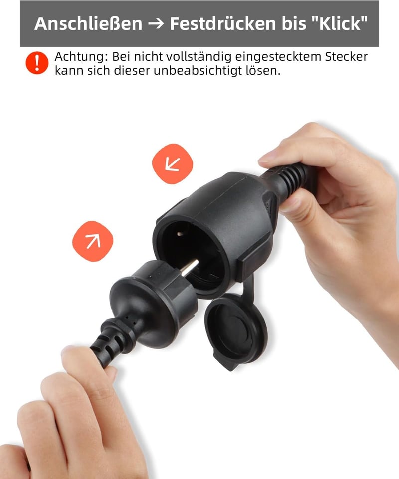RIIEYOCA Schuko Hosszabbító Kábel, IP44 Védett, 250V/16A, Földelt, Védőkupakos, Kültéri-Beltéri Használatra, Fekete