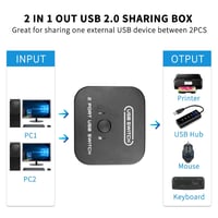RIIEYOCA USB 2.0 megosztó kapcsoló 2 eszköz 1 nyomtató szkennerhez USB periféria váltó adapter box 6