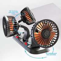 Prenosný autoventilátor Riloer, trojhlavý, 360-stupňový otočný elektrický chladič do autozapaľovača pre nákladné autá, obytné vozidlá, SUV a lode 5
