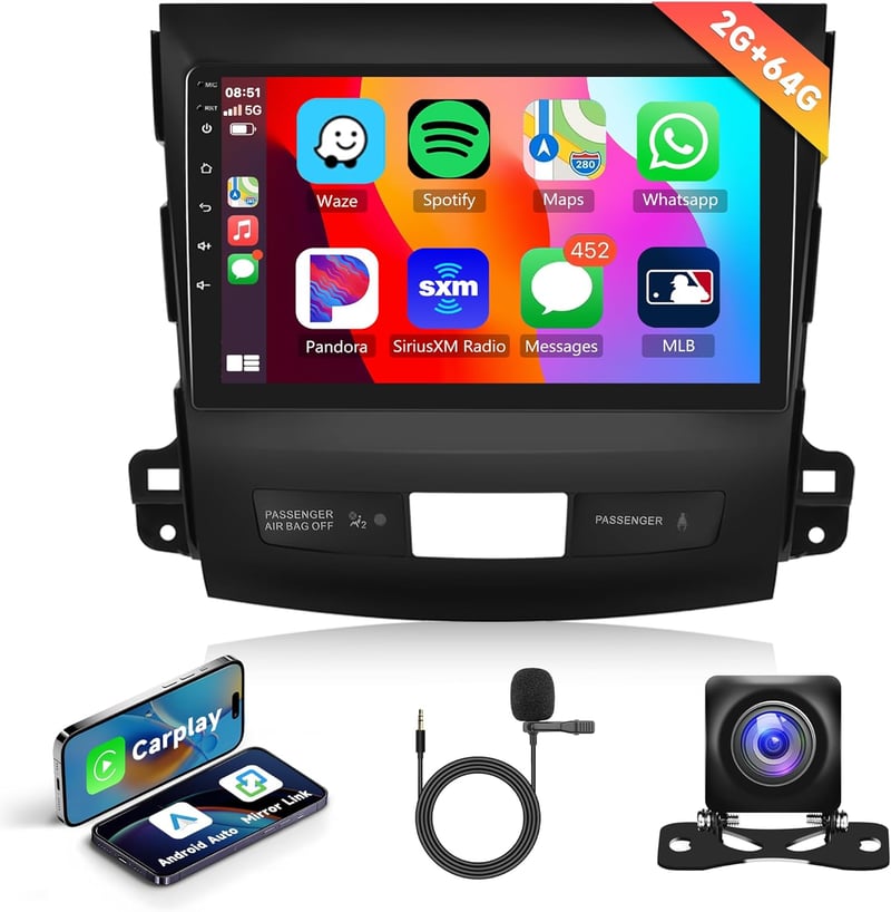 Rimoody 2DIN Android Autórádió 9" Mitsubishi Outlander/Peugeot 4007 CarPlay GPS WiFi