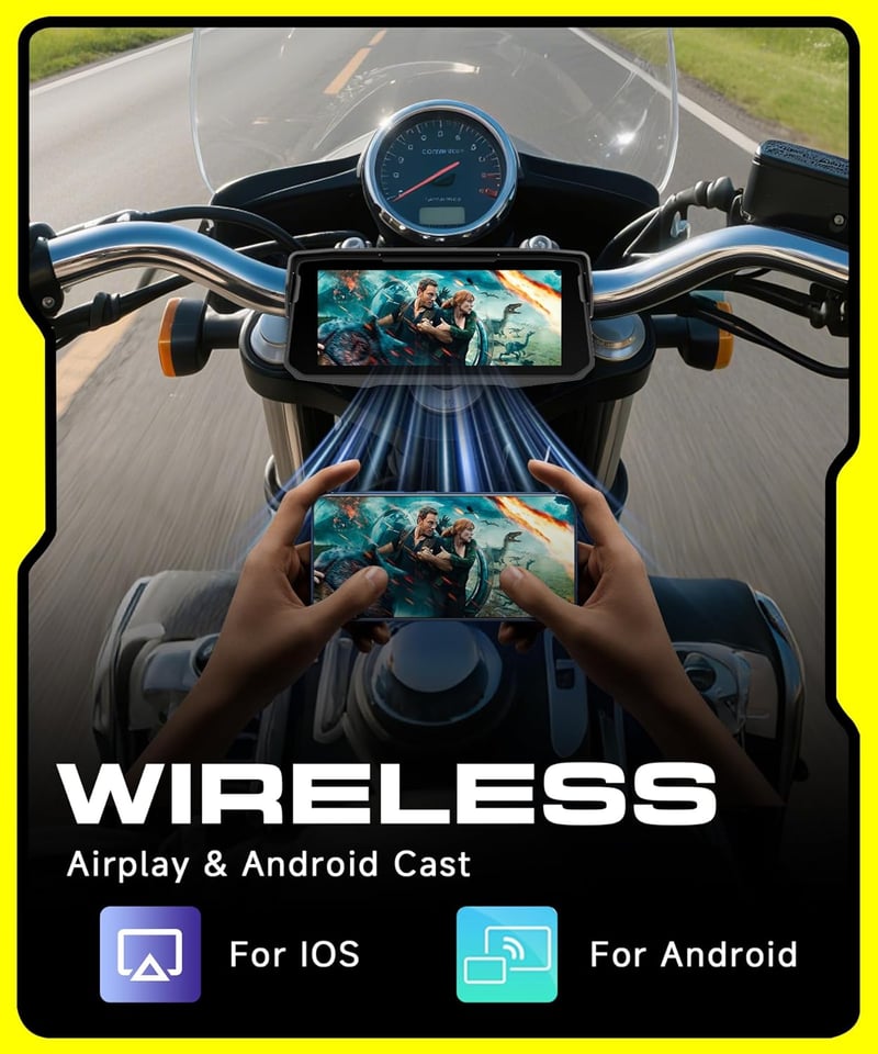 Rimoody 6.86" Carplay Motoros Kijelző Vezeték Nélküli Android Kijelzővel IP68