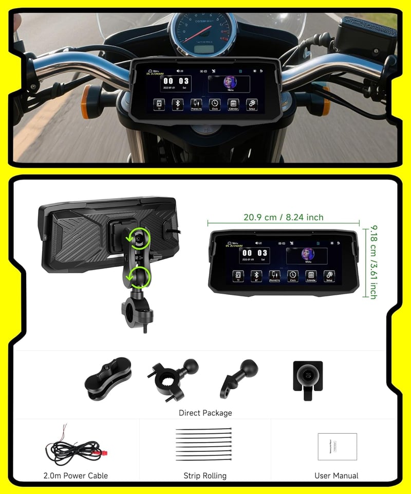 Rimoody 6.86" Carplay Motoros Kijelző Vezeték Nélküli Android Kijelzővel IP68